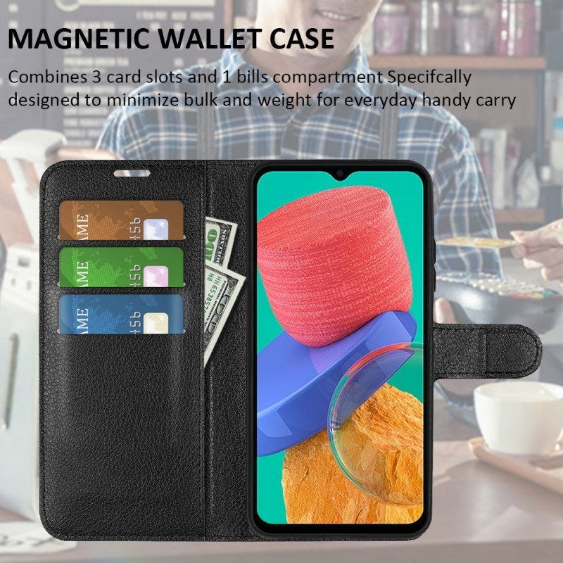 Flip Case Für Samsung Galaxy M33 5G Litschi-leder-stil