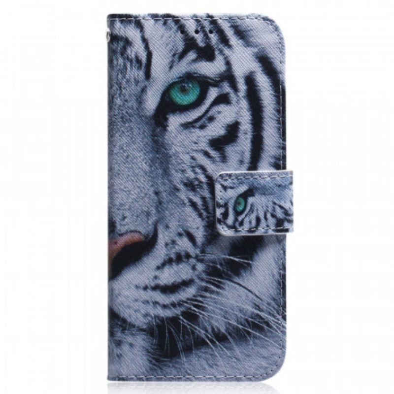 Lederhüllen Für Samsung Galaxy M33 5G Weißer Tiger