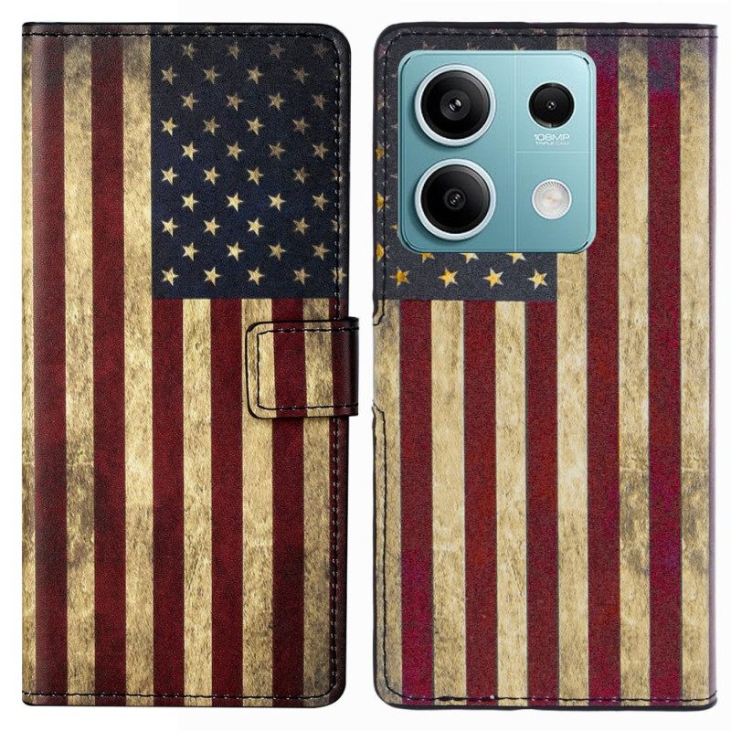 Lederhüllen Für Xiaomi Redmi Note 13 5g Amerikanische Flagge Im Vintage-stil