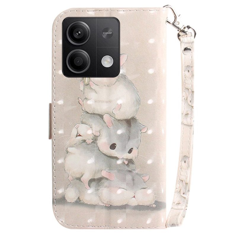 Lederhüllen Für Xiaomi Redmi Note 13 5g Hamster Mit Riemen