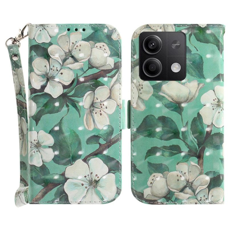 Lederhüllen Xiaomi Redmi Note 13 5g Aquarellblumen Mit Riemen