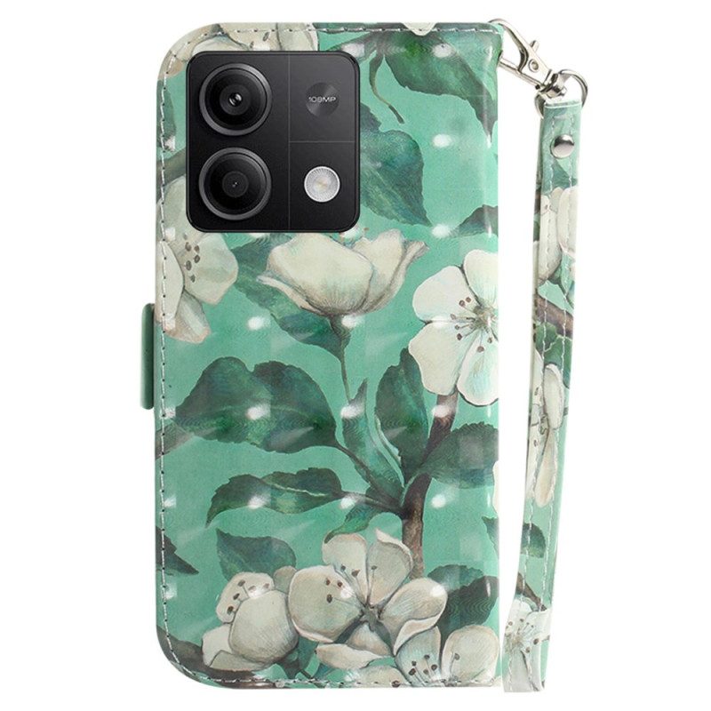 Lederhüllen Xiaomi Redmi Note 13 5g Aquarellblumen Mit Riemen