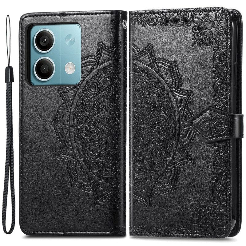 Lederhüllen Xiaomi Redmi Note 13 5g Barockes Mandala Mit Riemen