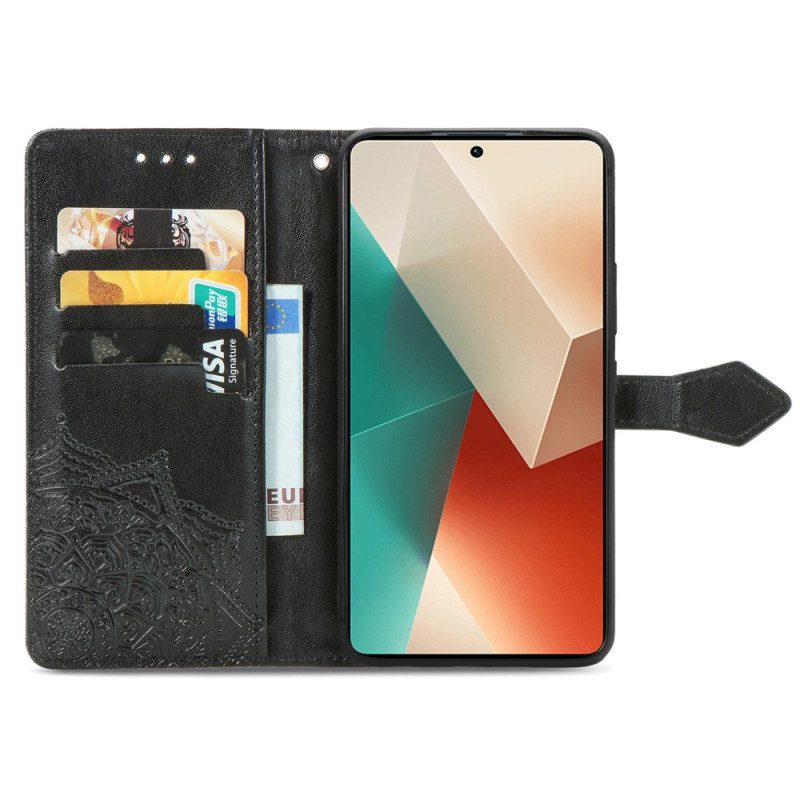 Lederhüllen Xiaomi Redmi Note 13 5g Barockes Mandala Mit Riemen