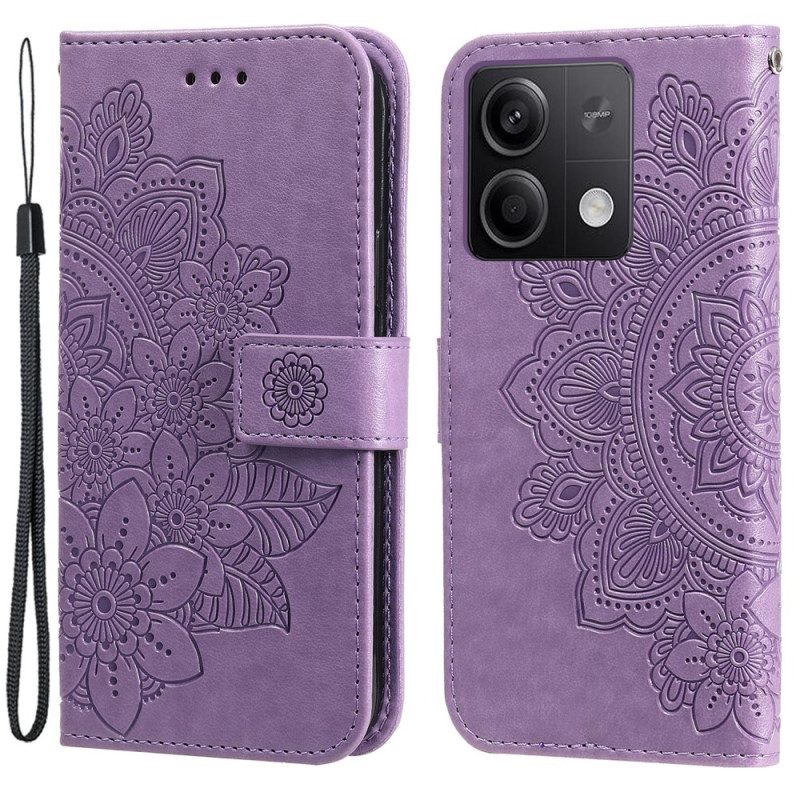 Lederhüllen Xiaomi Redmi Note 13 5g Handyhülle Blumendruck Mit Riemen