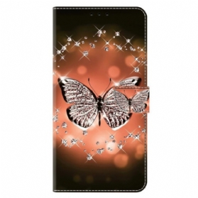 Lederhüllen Xiaomi Redmi Note 13 5g Handyhülle Kristallschmetterling