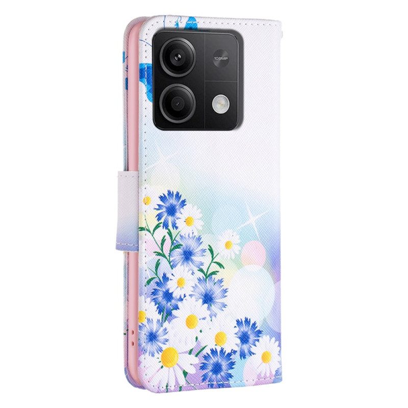 Lederhüllen Xiaomi Redmi Note 13 5g Handyhülle Schmetterlings- Und Blumenmuster