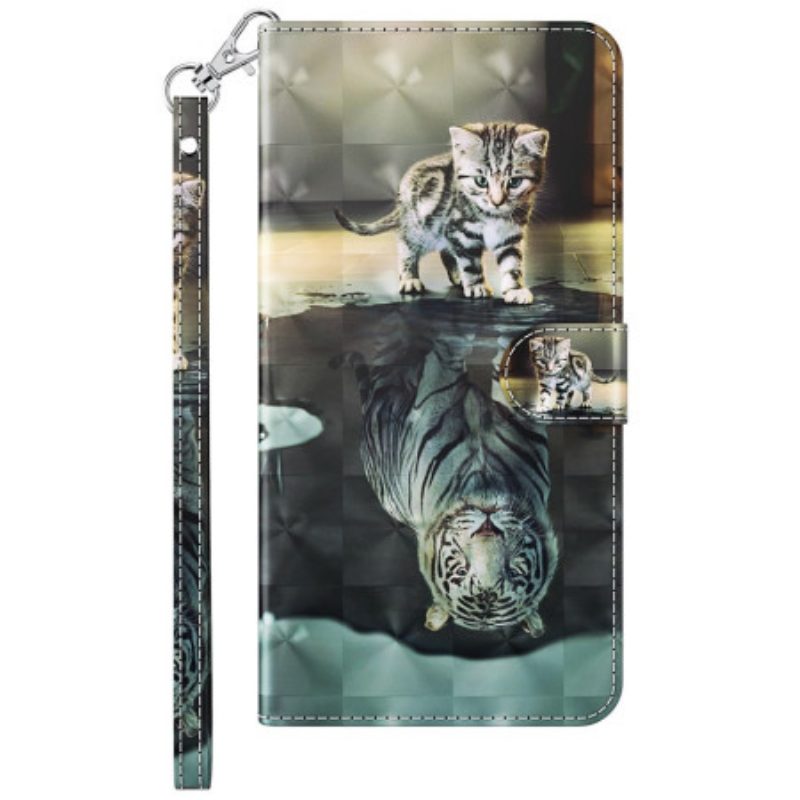 Lederhüllen Xiaomi Redmi Note 13 5g Katze Und Tiger Mit Riemen