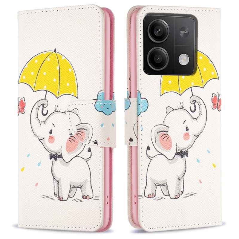 Lederhüllen Xiaomi Redmi Note 13 5g Regenschirm Und Elefant