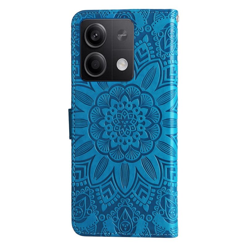 Lederhüllen Xiaomi Redmi Note 13 5g Sonnenblumenmuster Mit Riemen