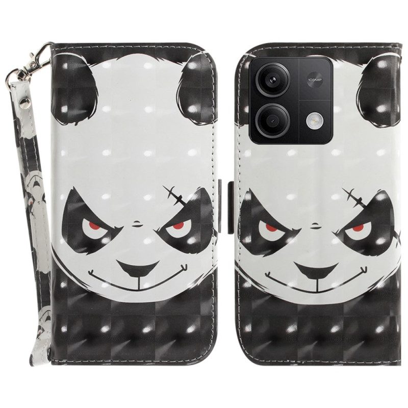 Lederhüllen Xiaomi Redmi Note 13 5g Wütender Panda Mit Riemen