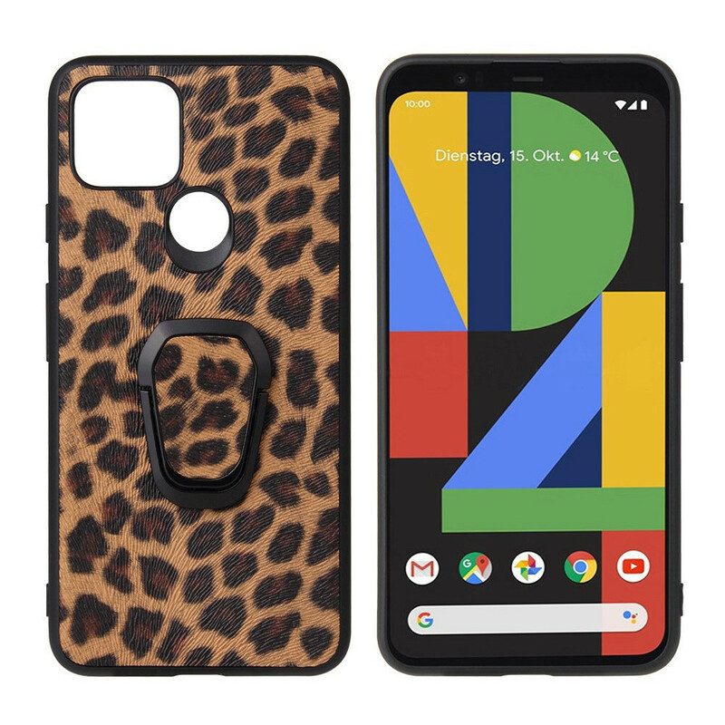 Handyhülle Für Google Pixel 5 Ringhalterung Im Leoparden-stil