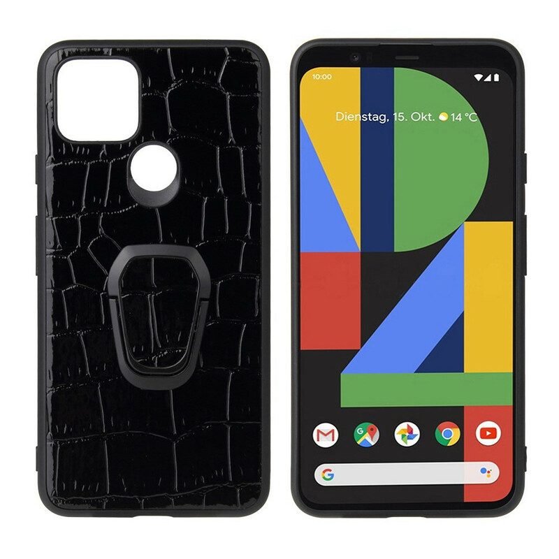 Hülle Für Google Pixel 5 Ringhalterung Im Krokodil-stil