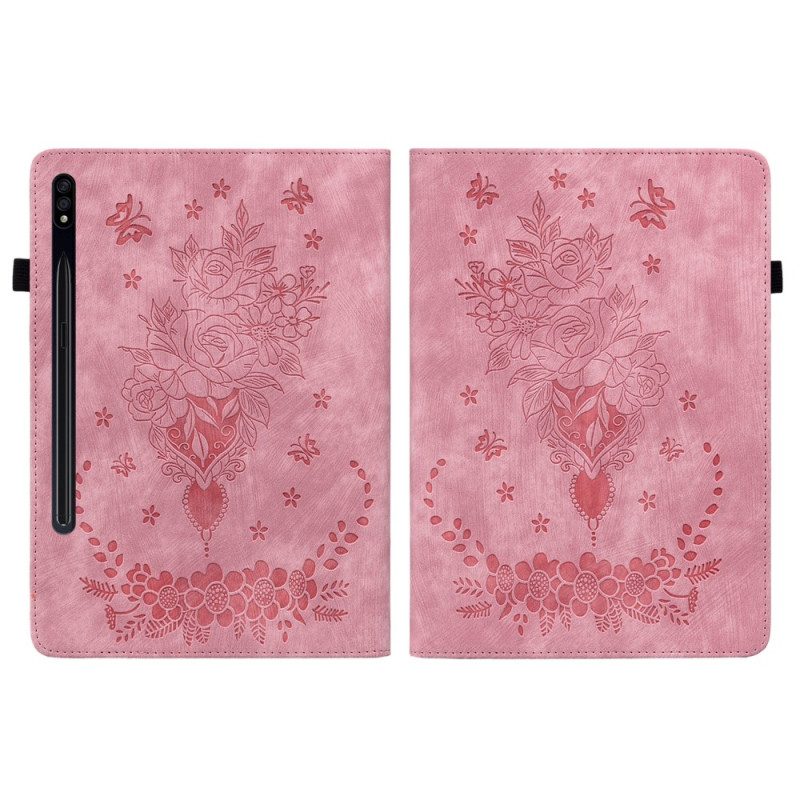 Case Für Samsung Galaxy Tab S9 Plus Schmetterlinge Und Rosen