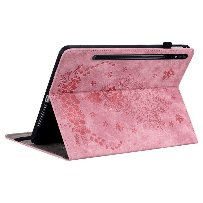 Case Für Samsung Galaxy Tab S9 Plus Schmetterlinge Und Rosen