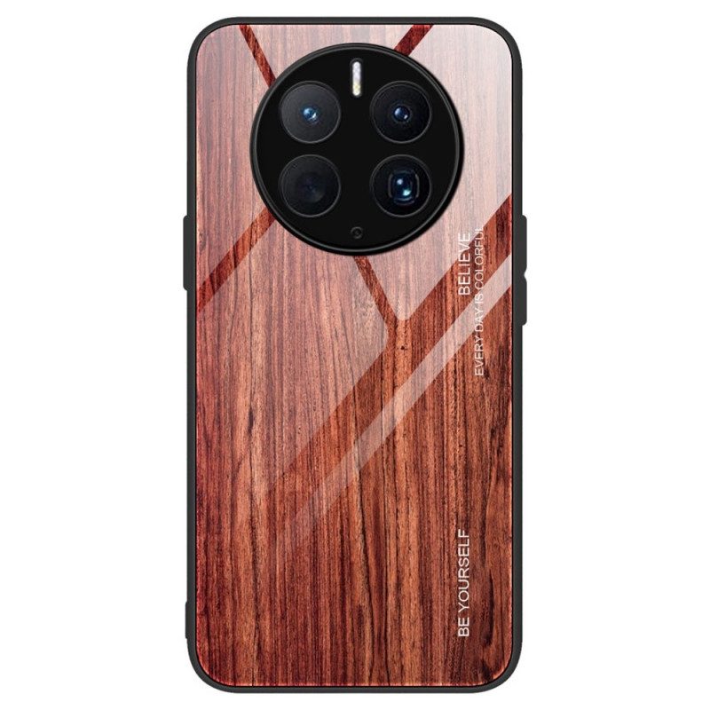 Hülle Für Huawei Mate 50 Pro Holzdesign Aus Gehärtetem Glas