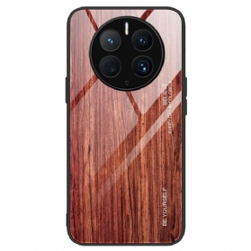 Hülle Für Huawei Mate 50 Pro Holzdesign Aus Gehärtetem Glas