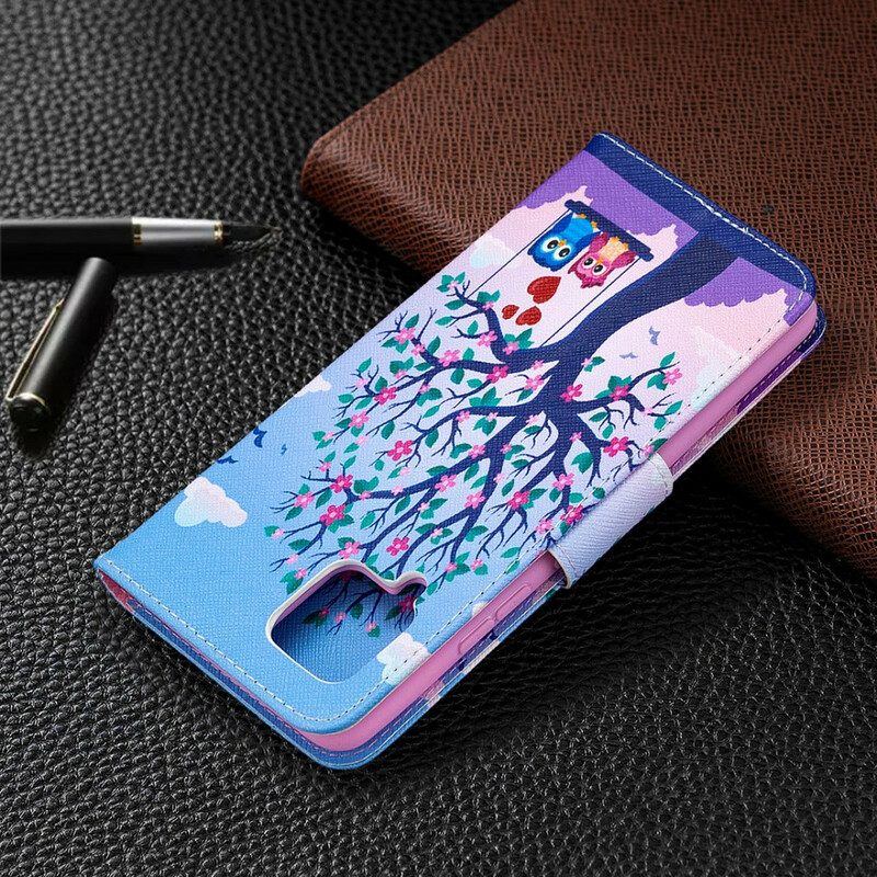 Flip Case Für Samsung Galaxy A42 5G Eulen Auf Der Schaukel