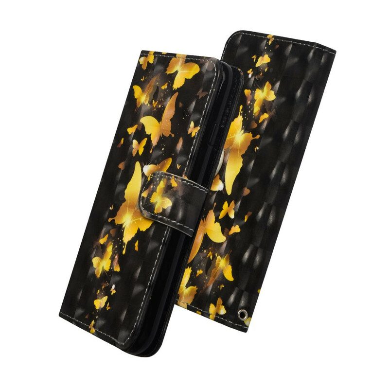 Flip Case Für Samsung Galaxy A42 5G Gelbe Schmetterlinge