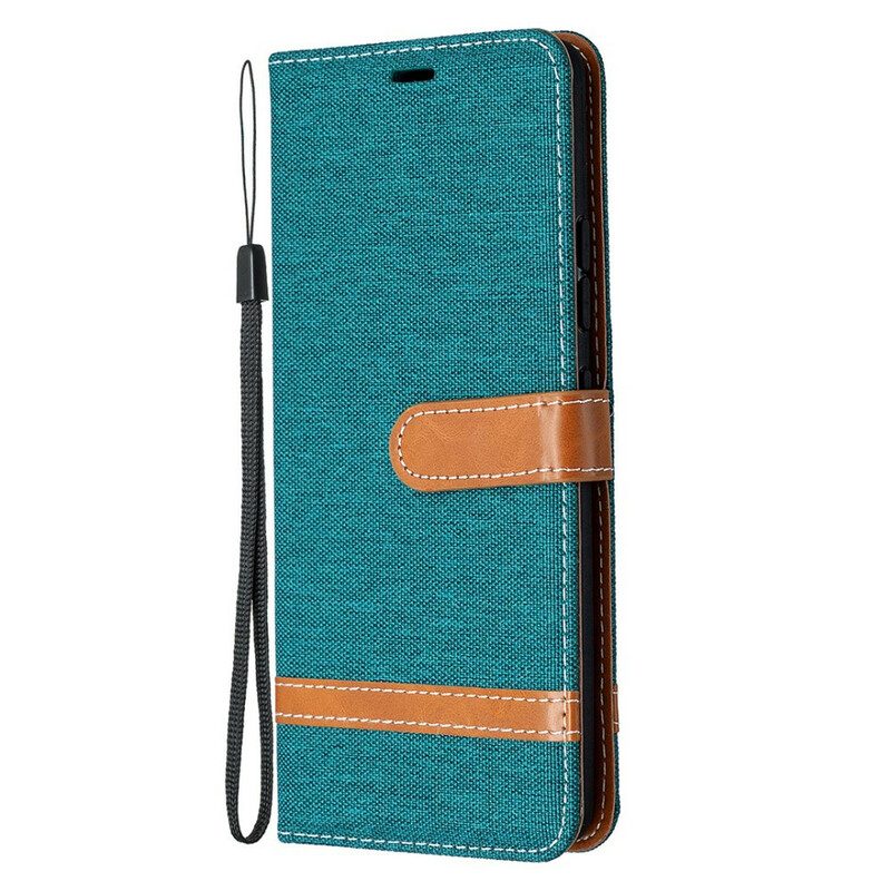 Flip Case Für Samsung Galaxy A42 5G Mit Kordel Armband In Stoff- Und Lederoptik