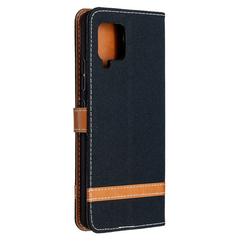 Flip Case Für Samsung Galaxy A42 5G Mit Kordel Armband In Stoff- Und Lederoptik