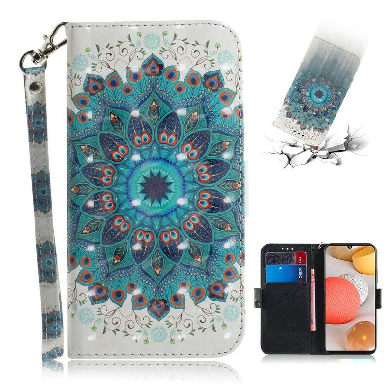 Flip Case Für Samsung Galaxy A42 5G Mit Kordel Meisterhaftes Mandala Mit Riemen