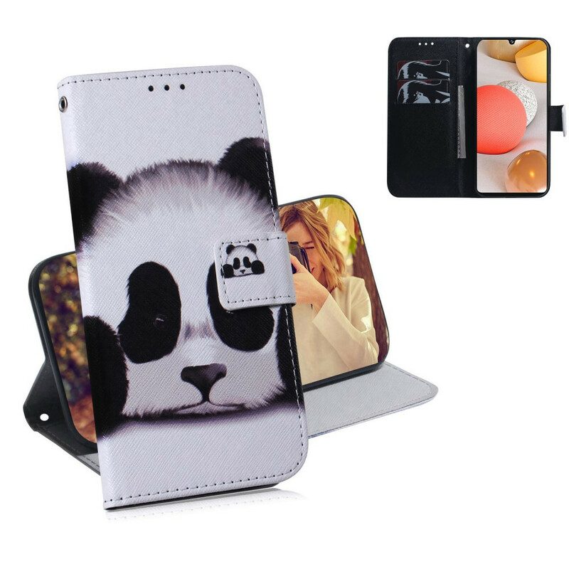 Flip Case Für Samsung Galaxy A42 5G Panda-gesicht