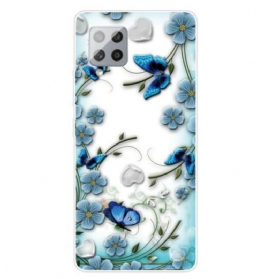 Hülle Für Samsung Galaxy A42 5G Nahtlose Retro-schmetterlinge Und Blumen