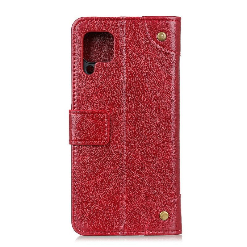 Schutzhülle Für Samsung Galaxy A42 5G Flip Case Nieten Aus Geteiltem Nappaleder