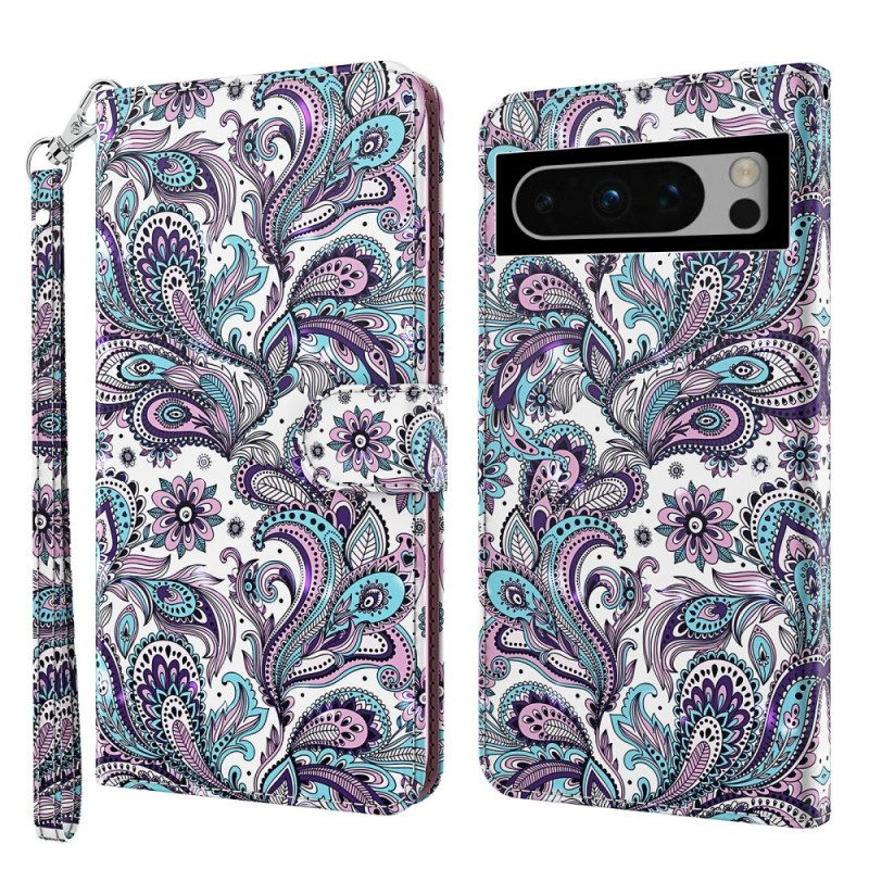 Lederhüllen Für Google Pixel 8 Pro Paisley-muster Mit Riemen