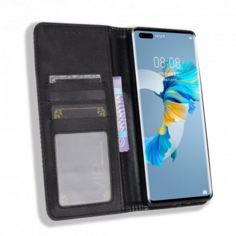 Schutzhülle Für Huawei Mate 40 Pro Flip Case Stilisierter Vintage-ledereffekt