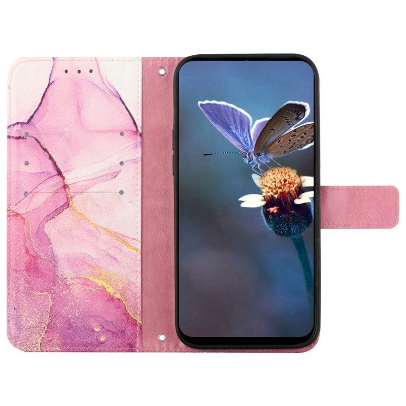 Lederhüllen Oppo Reno 11 Pro 5g Handyhülle Marmormuster Mit Schultergurt