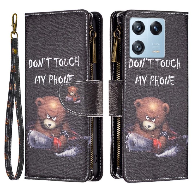 Flip Case Für Xiaomi 13 Pro Reißverschlusstasche Dangerous Bear