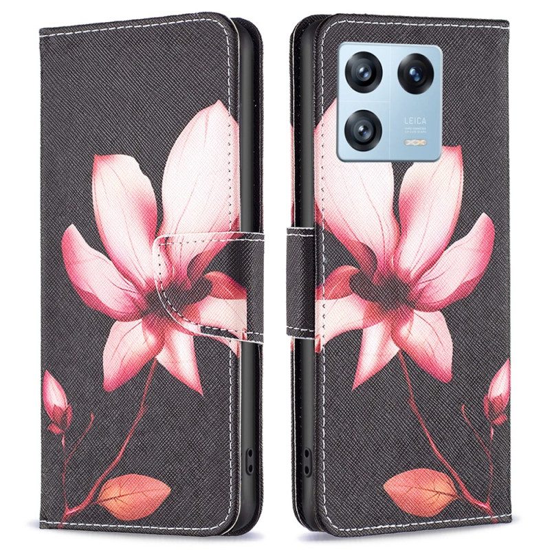 Lederhüllen Für Xiaomi 13 Pro Pinke Blume