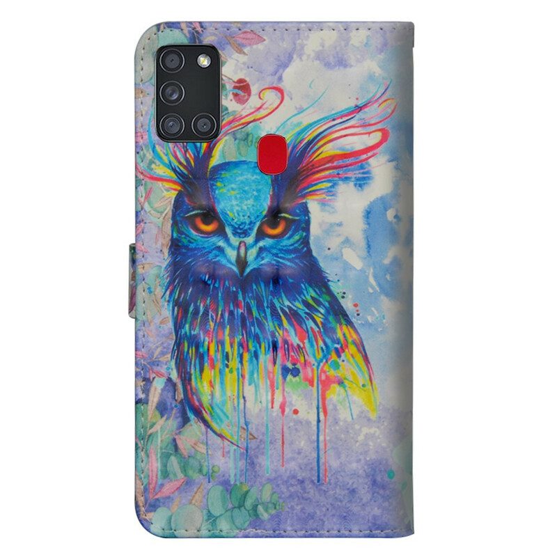 Flip Case Für Samsung Galaxy A21s Aquarellvogel