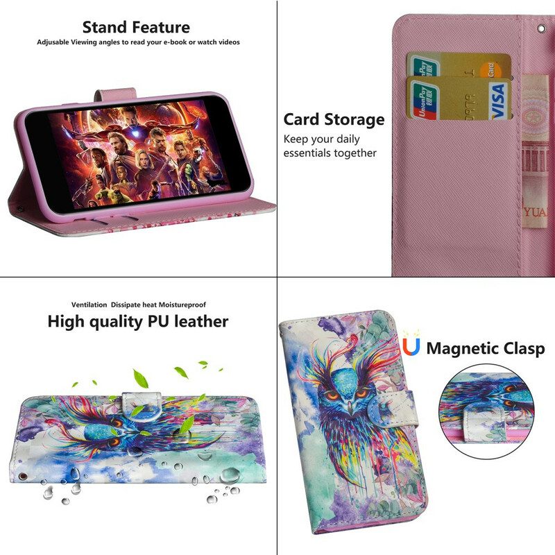 Flip Case Für Samsung Galaxy A21s Aquarellvogel