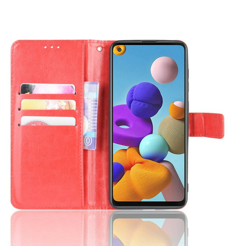 Flip Case Für Samsung Galaxy A21s Auffälliges Kunstleder