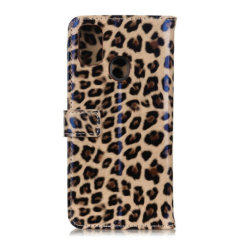 Flip Case Für Samsung Galaxy A21s Einfacher Leopard