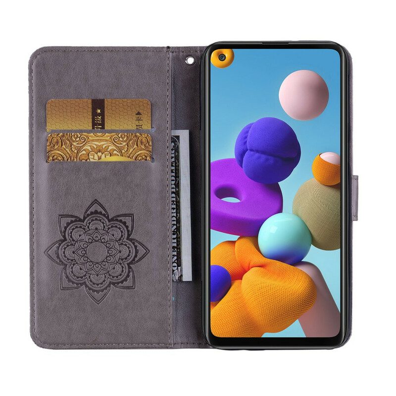 Flip Case Für Samsung Galaxy A21s Eulen-mandala Und Charme