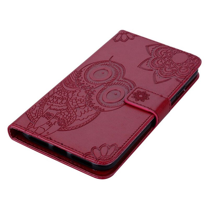 Flip Case Für Samsung Galaxy A21s Eulen-mandala Und Schlüsselband