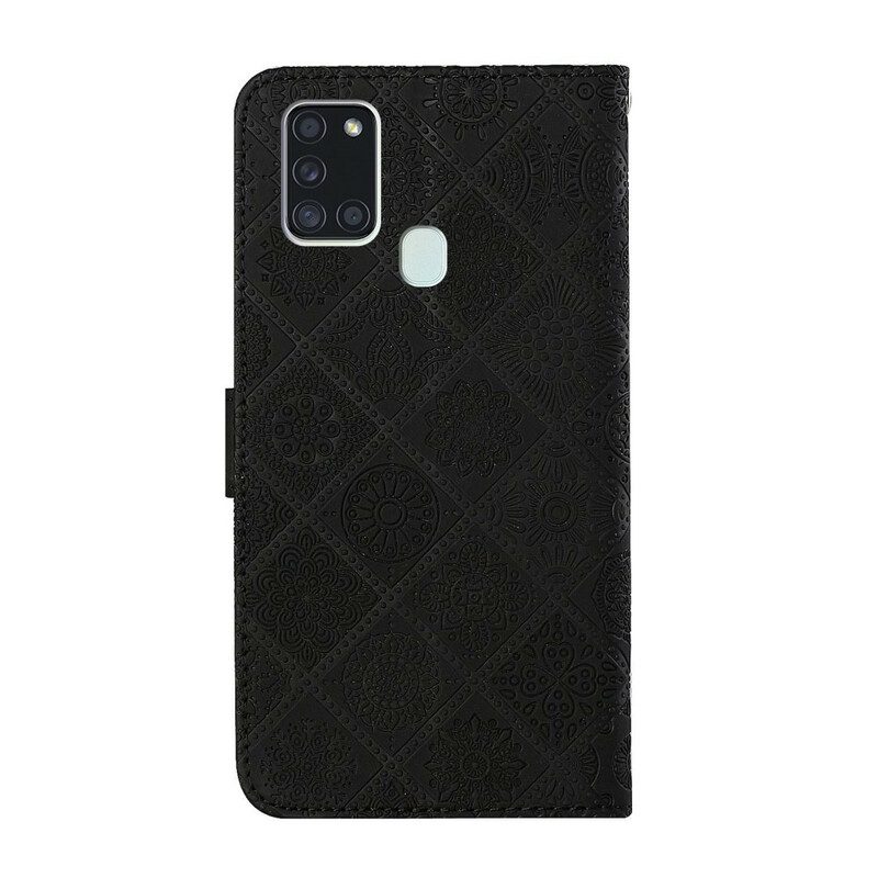 Flip Case Für Samsung Galaxy A21s Gobelinmuster