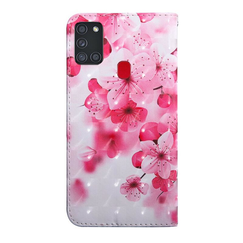 Flip Case Für Samsung Galaxy A21s Pinke Blumen