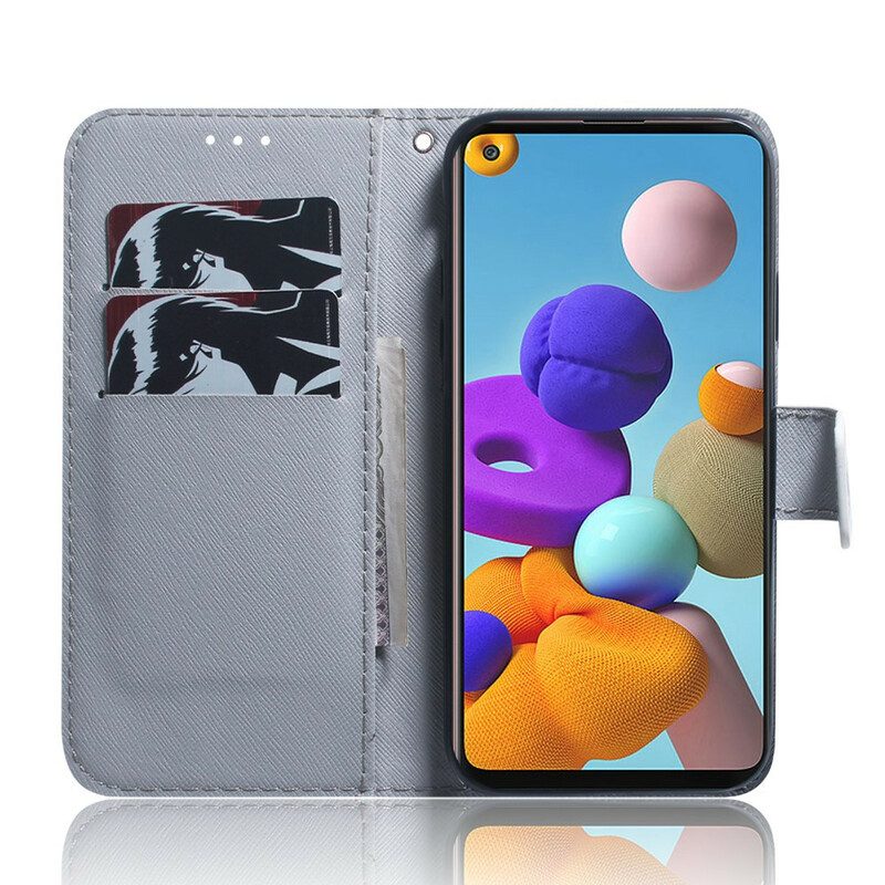 Flip Case Für Samsung Galaxy A21s Träumender Löwe