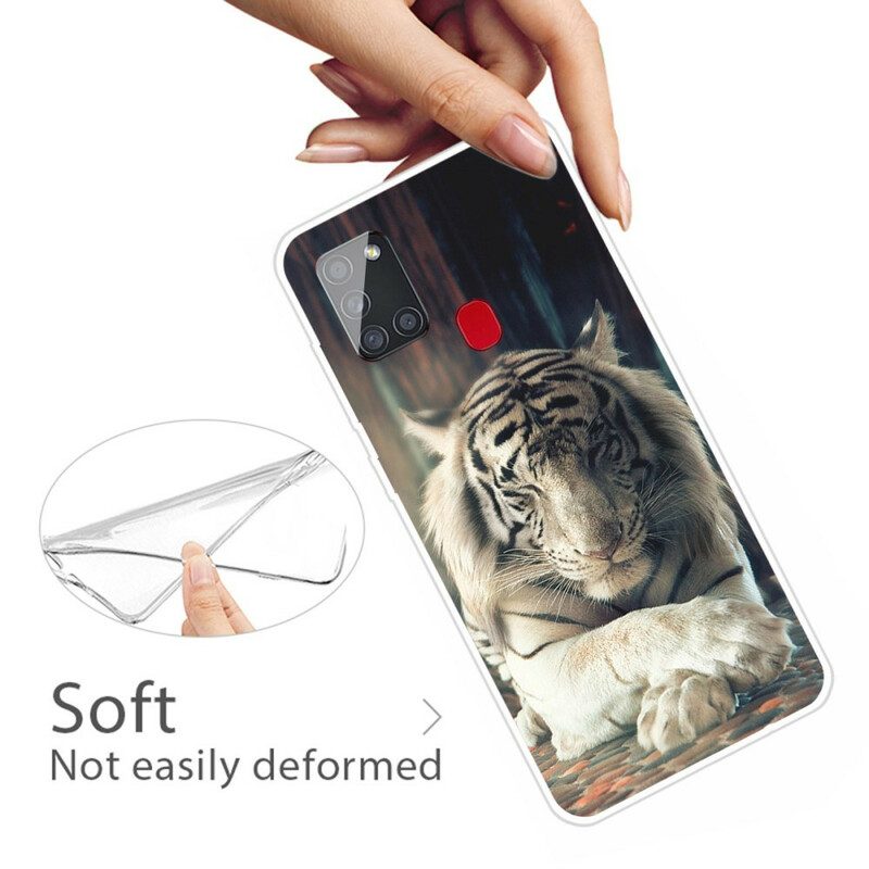 Hülle Für Samsung Galaxy A21s Flexibler Tiger