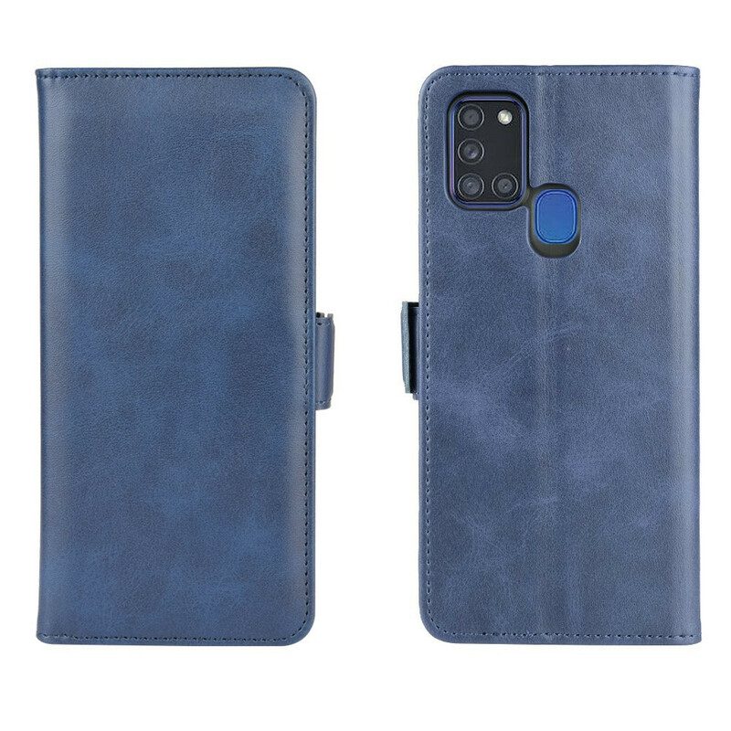 Lederhüllen Für Samsung Galaxy A21s Flip Case Doppelte Klappe