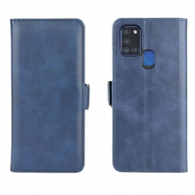 Lederhüllen Für Samsung Galaxy A21s Flip Case Doppelte Klappe