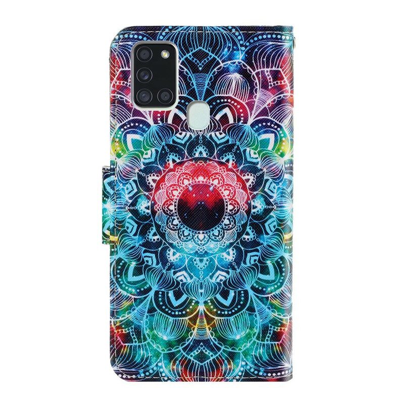 Lederhüllen Für Samsung Galaxy A21s Mit Kordel Auffälliges Riemchen-mandala