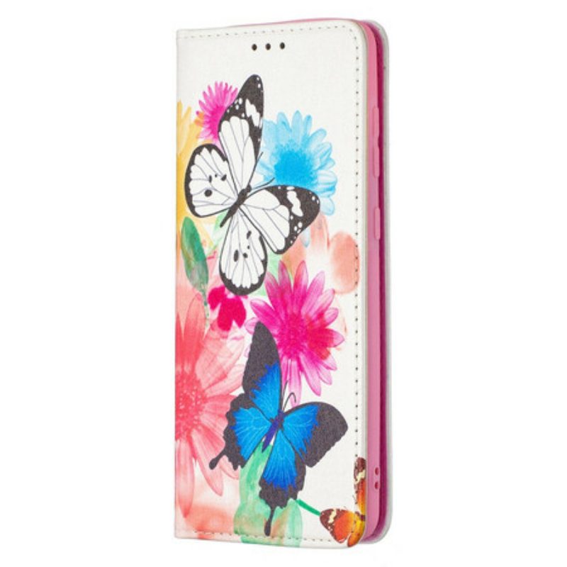 Schutzhülle Für Samsung Galaxy A21s Flip Case Bunte Schmetterlinge