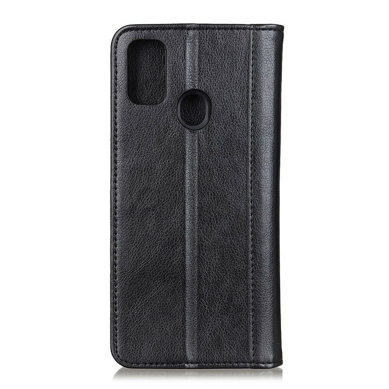 Schutzhülle Für Samsung Galaxy A21s Flip Case Eleganz Aus Gespaltenem Litschi-leder