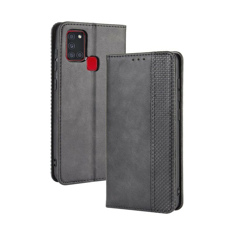 Schutzhülle Für Samsung Galaxy A21s Flip Case Stilisierter Vintage-ledereffekt